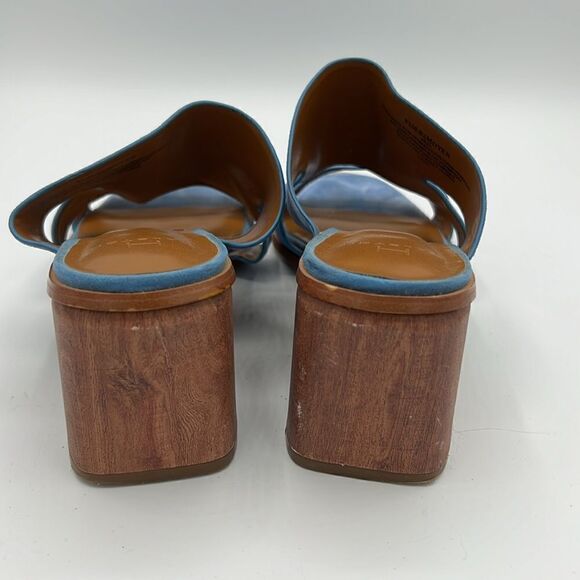 H by Halston Blue Suede Chunky Heel Sandals Size 8.5 B34 - Picture 8 of 11